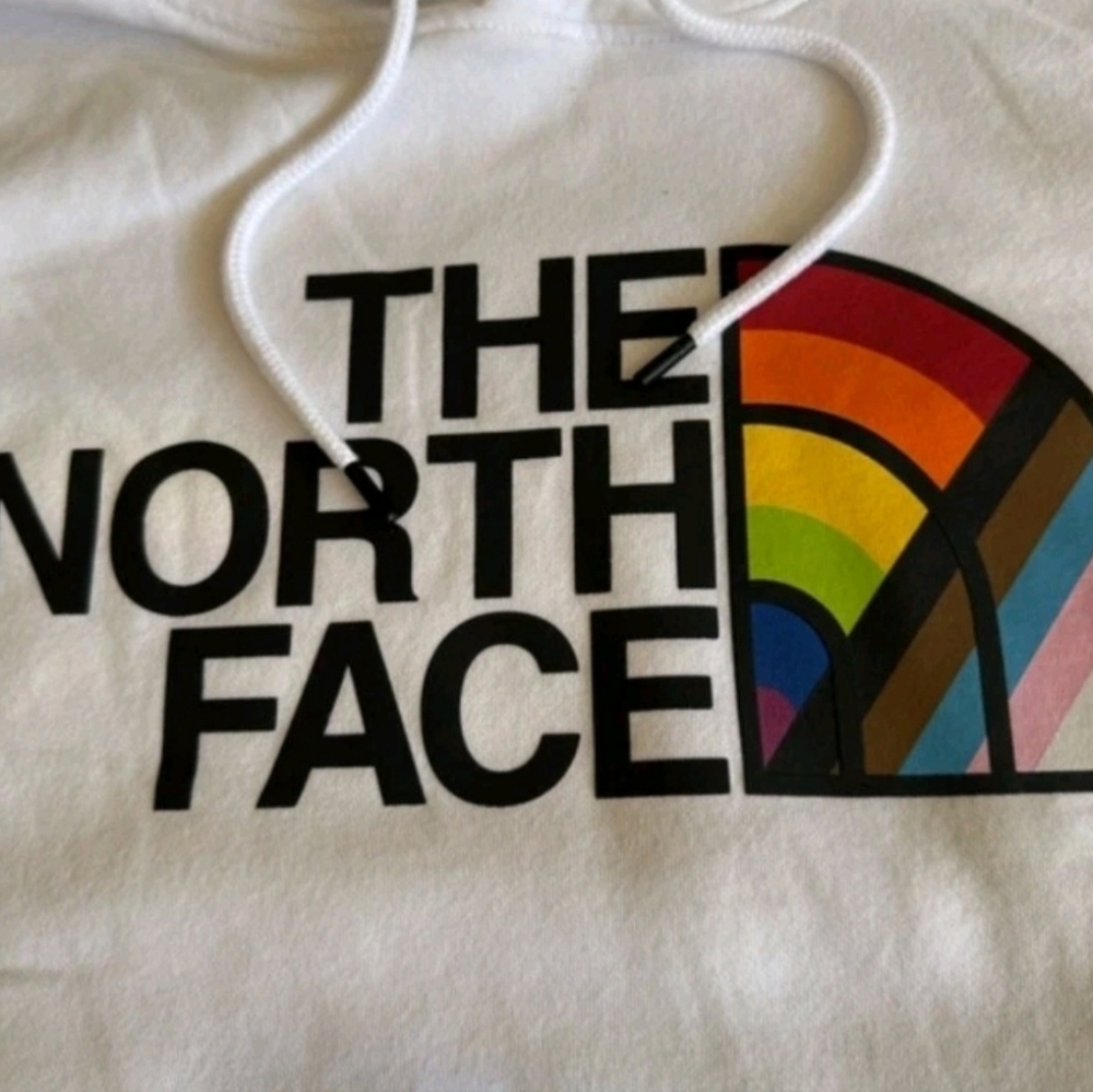 The North Face UNISEX Hoodie Sweatshirt WHITE Rainbow Pride ALLY Size: XXL (NWT) - Picture 6 of 7